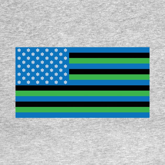 Ski Trail Green Blue Black American Flag Graphic by Apres Designs